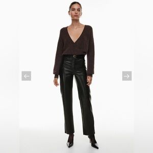 Aritzia Wilfred Vegan Leather Melina High-Waist Straight Leg Pants Black XS